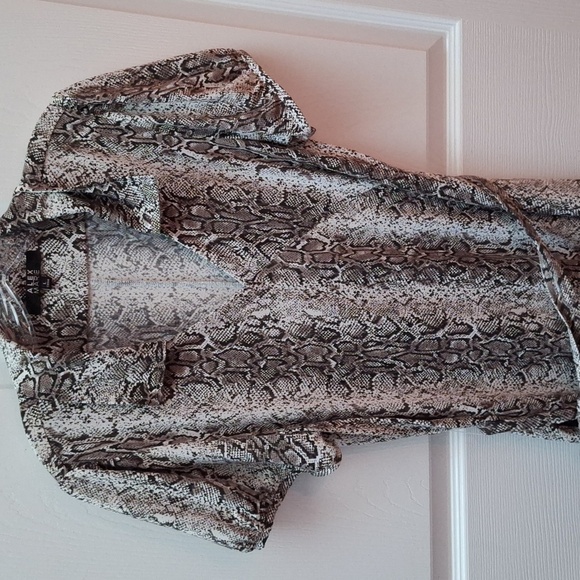 Y womens Alex Marie snake skin design stretch short sleeve regular size dress L - Picture 1 of 6
